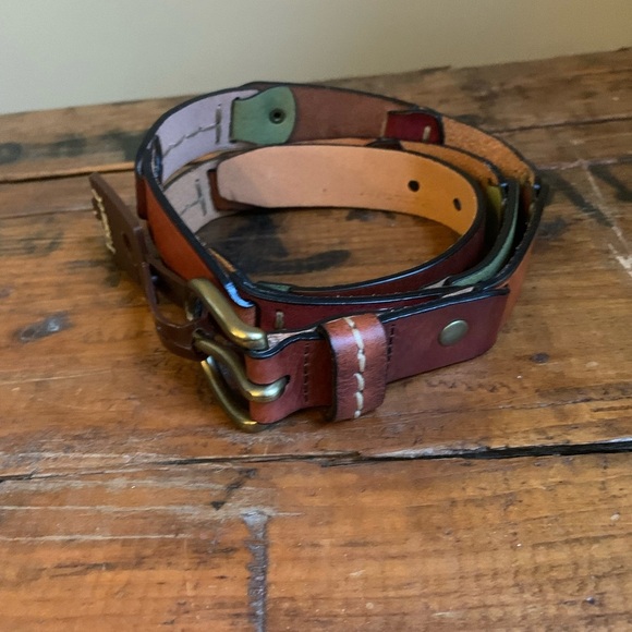 Fossil belt leather patchwork mixed colors - Picture 1 of 7